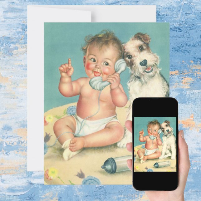 Vintage Niedliche Puppy Baby Dusche Party Einladun Einladung (Von Creator hochgeladen)