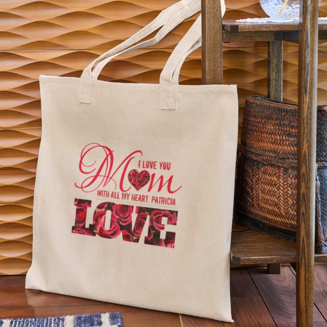 Vintage Niedliche Retro-Liebe Mama Muttertag Jumbo Stoffbeutel (Von Creator hochgeladen)