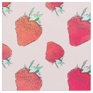 Vintage Niedliche Rote Erdbeeren Girly Pink Muster Stoff