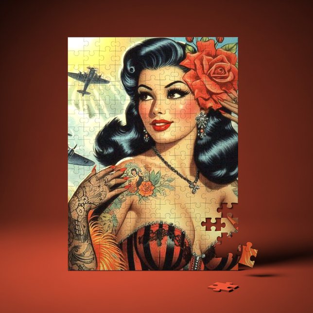 Vintage Niedliche Tattoo Girl Puzzle (Von Creator hochgeladen)