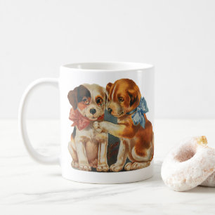 Vintage Niedliche Valentinin-Liebe, zwei Hunde Mut Tasse