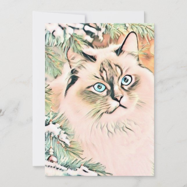 Vintage Niedliche Weihnachtskatze Feiertagskarte (Vorderseite)