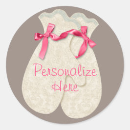 Vintage niedliche Winterfäuste mit Bandbreitenklas Runder Aufkleber