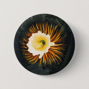 Vintage Night-Blowing Cereus Gothic-Kunst Button