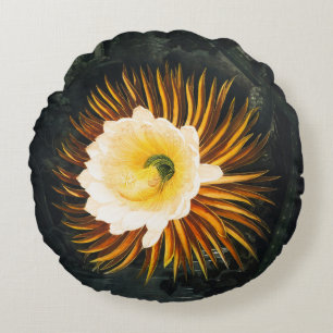 Vintage Night-Blowing Cereus Gothic-Kunst Rundes Kissen