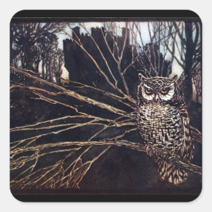 Vintage Night Owl Rackham Quadratischer Aufkleber