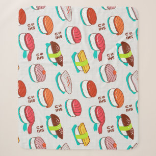 Vintage-Nigiri-Sushi, Doodle-Muster Sherpadecke