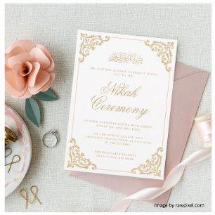 Vintage Nikah Gold Islamische Hochzeit Einladung