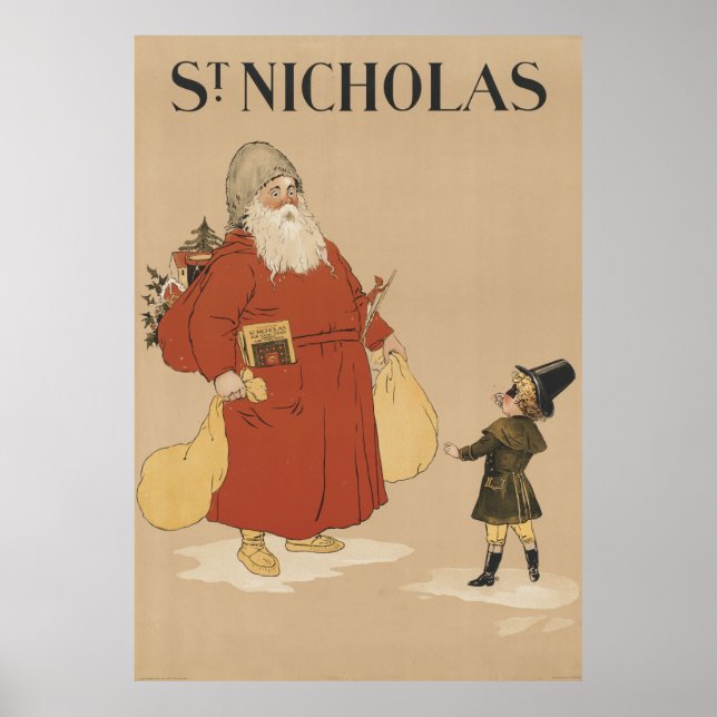 Vintage Nikolaus-Illustration (1895) Poster (Vorne)