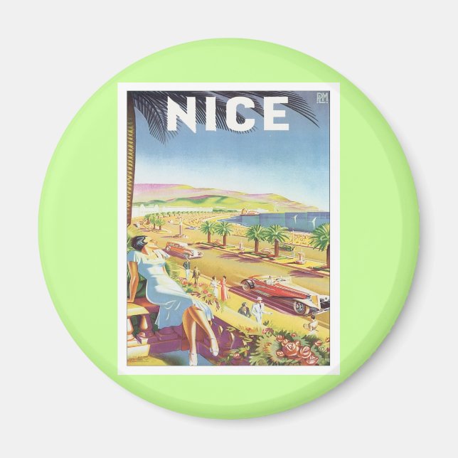 Vintage Nizza Frankreich Magnet (Vorne)