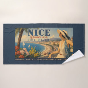 Vintage Nizza Reine Côte d'Azur Badehandtuch