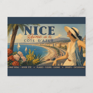 Vintage Nizza Reine Côte d'Azur Postkarte