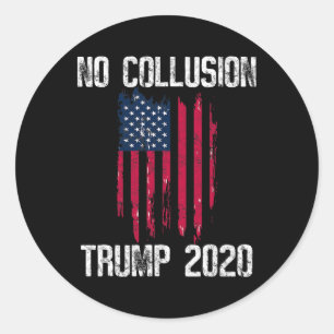 Vintage No Collusion Shirt USA-Flagge Pro Trump T- Runder Aufkleber