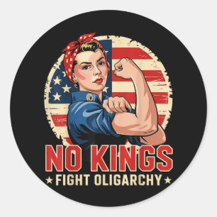 Vintage No Kings Fight Oligarchy Amerika Flagge Fr Runder Aufkleber