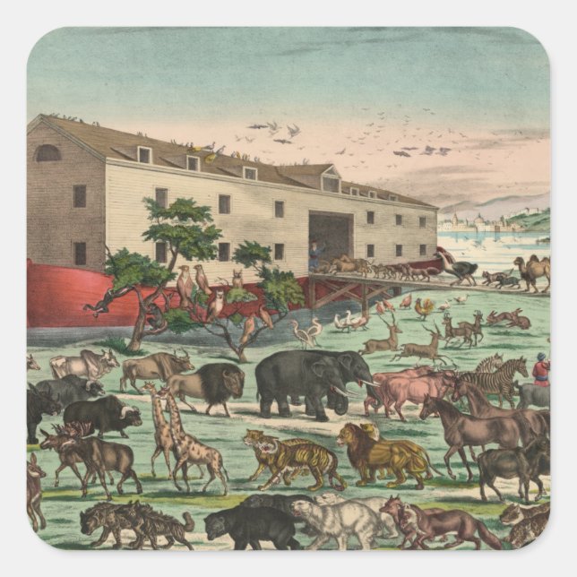 Vintage Noah Quadratischer Aufkleber (Vorderseite)
