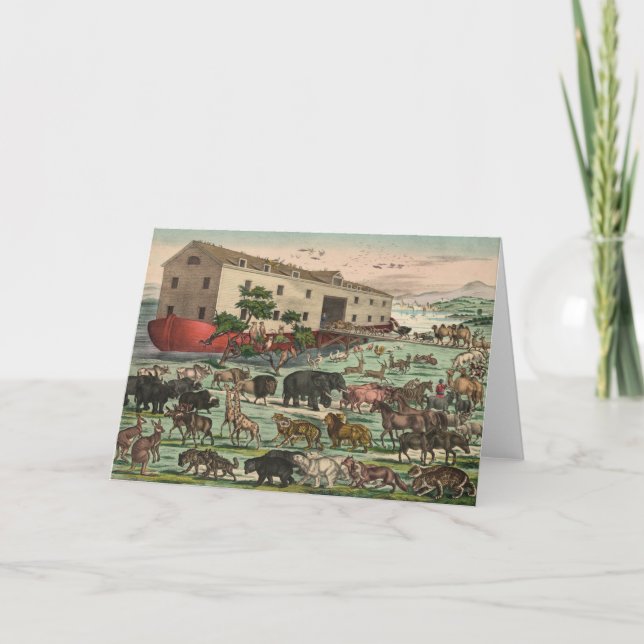 Vintage Noahs Ark Animals Illustration 1882 Karte (Vorderseite)