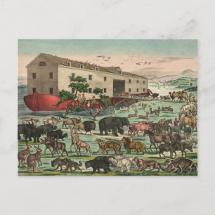 Vintage Noahs Ark Animals Illustration 1882 Postkarte
