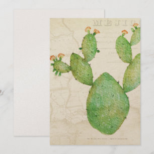 Vintage Nopal Cactus Watercolor Grußkarte Einladung