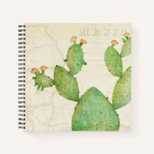 Vintage Nopal-Kaktus Wasserfarbenspirale Notizbuch