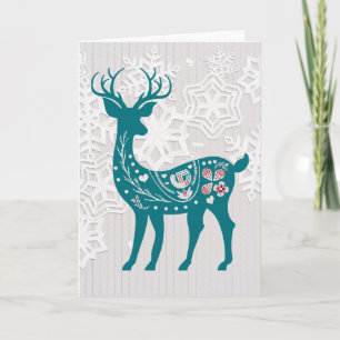 Vintage Nordic Elk Deh Animal Custom Holiday Card Feiertagskarte