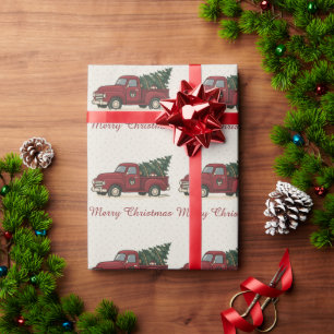 Vintage-nordische Weihnachtsfeier mit rotem LKW Geschenkpapier