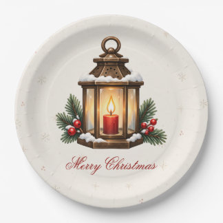 Vintage nordische Weihnachtslaterne Immergrüner Kr Pappteller