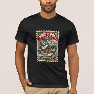 Vintage Nordpol Poststempel Winterhütte T-Shirt