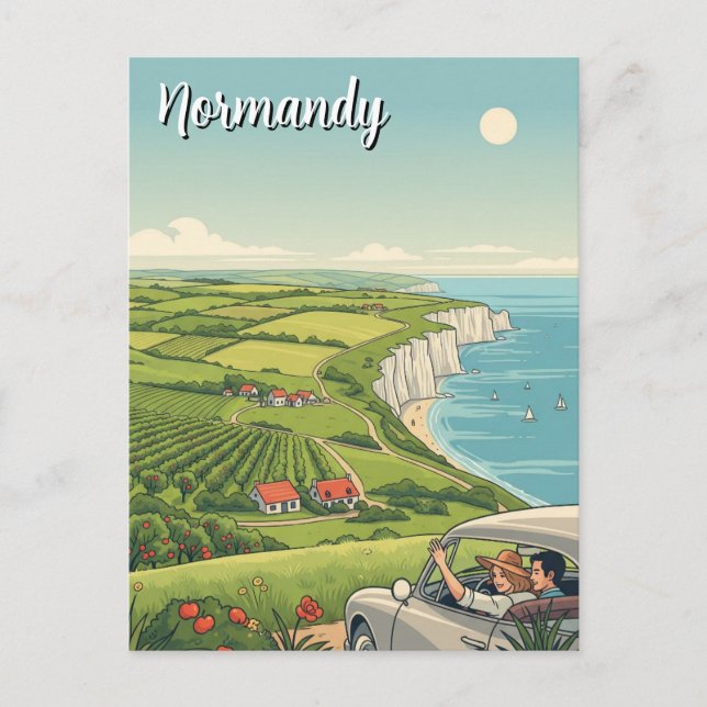 Vintage Normandie Frankreich Reisen Postkarte (Vorderseite)