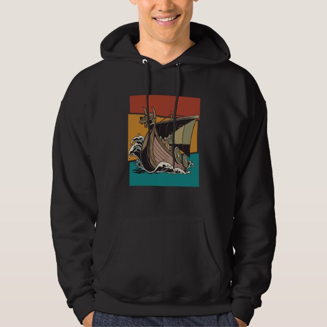 Vintage Norse Viking Ship Hoodie (Vorderseite)