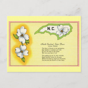 Vintage North Carolina State Blume, Gedicht Postkarte