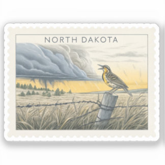 Vintage North Dakota Lerchenstärling-Briefmarke Aufkleber