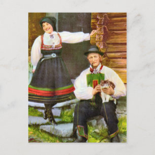 Vintage Norwegen, Norwegische traditionelle Tracht Postkarte