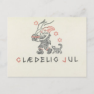Vintage Norwegische Weihnachtskarte Glaedelig Jul Postkarte