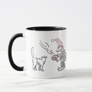 Vintage Norwegischer Gnom füttert Katze - Tasse