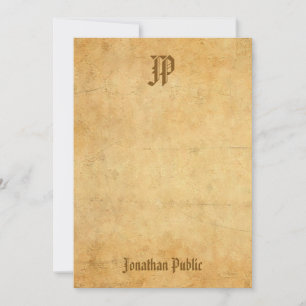 Vintage Nostalgische handgeschriebene Monogramm-Vo Mitteilungskarte