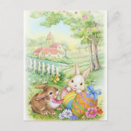 Vintage, nostalgische Osterhasen Feiertagspostkarte