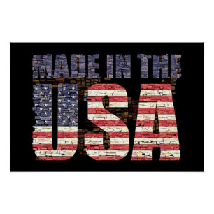Vintage Not leidende US-Buchstaben und Flagge Poster