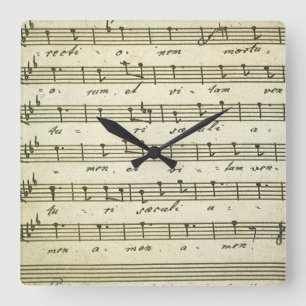 Vintage Noten, antikes Musical-Score 1810 Quadratische Wanduhr