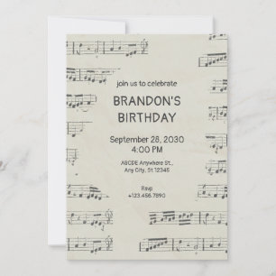 Vintage Noten Geburtstag Einladung