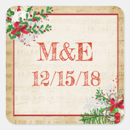 Vintage Noten Hochzeit Personalisierter Sticker