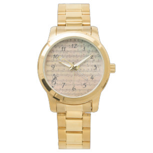 Vintage Noten mit Trombone Armbanduhr