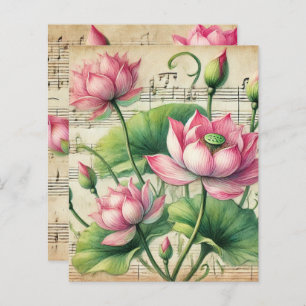 Vintage Noten Pink & Green Lotus Scrapbook