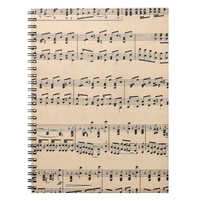 Vintage Noten Schwarz-Weiß-Noten Notizblock (Vorderseite)