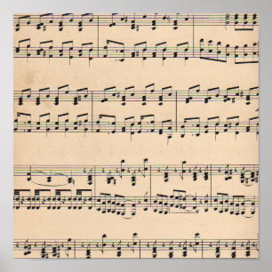 Vintage Noten Schwarz-Weiß-Noten Poster