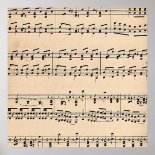 Vintage Noten Schwarz-Weiß-Noten Poster