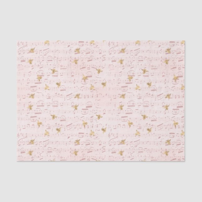 Vintage Noten und Bienen Seidenpapier (Vorderseite)