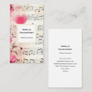 Vintage Noten und Rose Visitenkarte