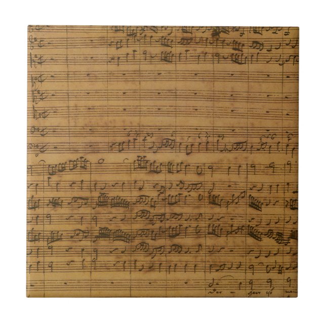 Vintage Noten von Johann Sebastian Bach Fliese (Vorderseite)