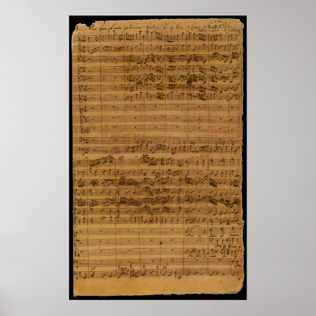 Vintage Noten von Johann Sebastian Bach Poster (Vorne)