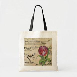 Vintage Noten von Piano Tulip Tragetasche